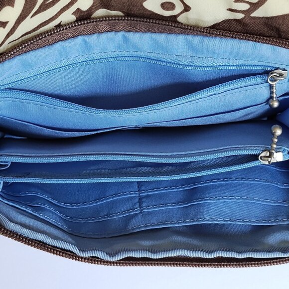 Baggallini Brown & Cream Floral Crossbody Purse Adjustable Strap - Picture 7 of 16